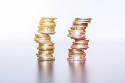 Coins stacked on each other, close up picture, money concept