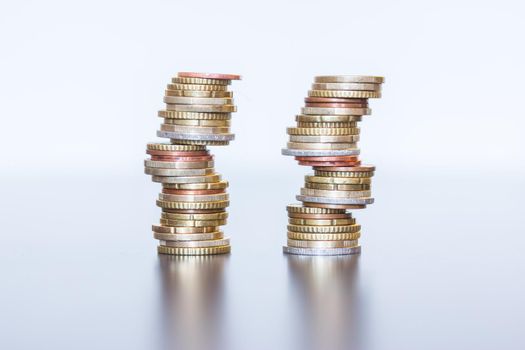 Coins stacked on each other, close up picture, money concept