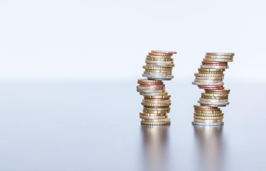 Coins stacked on each other, close up picture, money concept