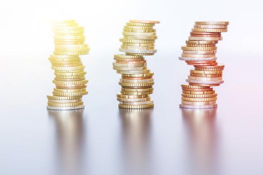 Coins stacked on each other, close up picture, money concept