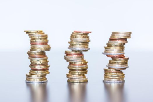 Coins stacked on each other, close up picture, money concept