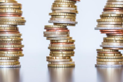 Coins stacked on each other, close up picture, money concept