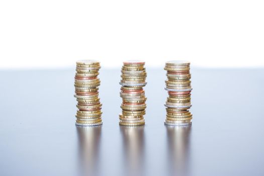 Coins stacked on each other, close up picture, money concept