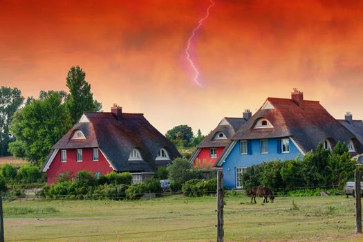 Houses on the Fischland-Darß with a thatched roof