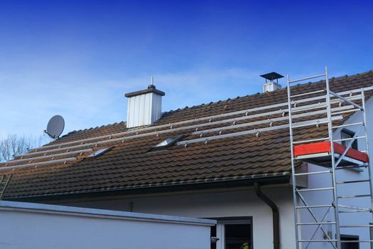Photovoltaic system, solar panels are mounted on the roof