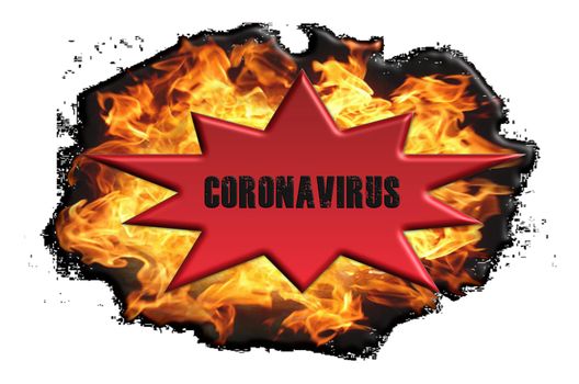 Novel coronavirus disease 2019-nCoV written on red star against fiery background