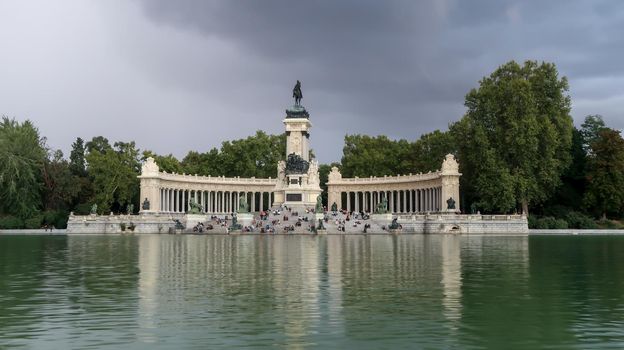 Monument to Alfonso XII in the Parque del Buen Retiro "Park of the Pleasant Retreat" in Madrid, Spain