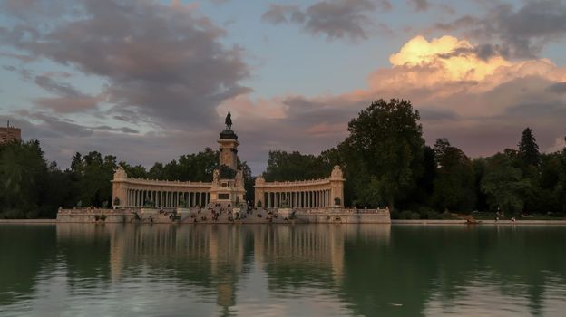 Monument to Alfonso XII in the Parque del Buen Retiro "Park of the Pleasant Retreat" in Madrid, Spain