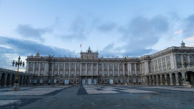 Royal Palace in Madrid after a rainy day