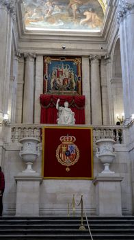 Madrid, Spain - 21 - September - 2020: Interior view of the Royal Palace of Madrid