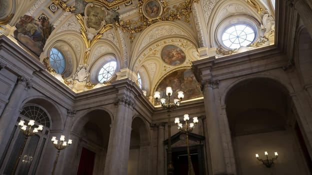 Madrid, Spain - 21 - September - 2020: Interior view of the Royal Palace of Madrid