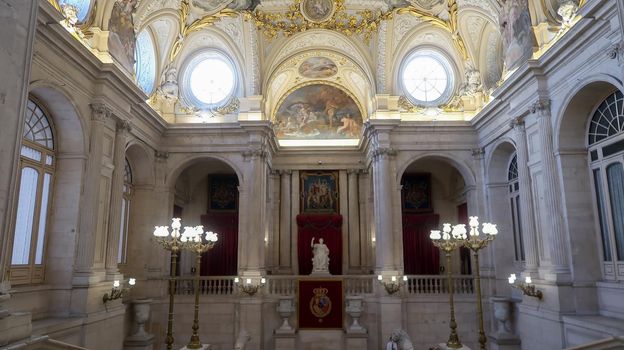 Madrid, Spain - 21 - September - 2020: Interior view of the Royal Palace of Madrid