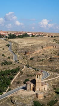 Vertical shot of Mirador del Valle del Eresma (Viewpoint of the Eresma valley) in Segovia, Spain