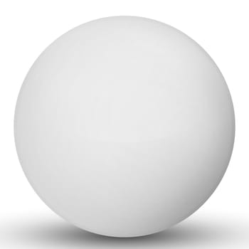 Glass white ball or precious pearl. Glossy realistic ball, 3D abstract vector illustration highlighted on a white background. Big metal bubble with shadow