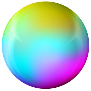 Glass colorful ball or precious pearl. Glossy realistic ball, 3D abstract vector illustration highlighted on a white background. Big metal bubble with shadow