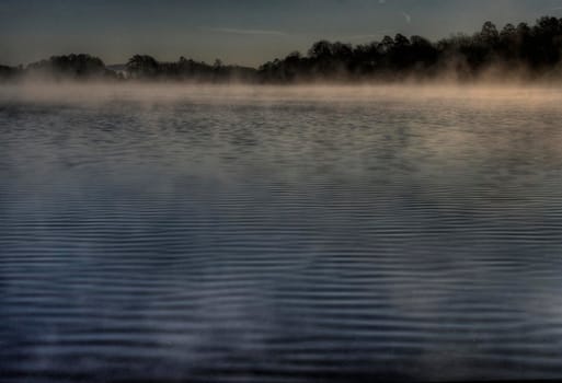 Chilly, misty morning on Lake DeSoto, Arkansas