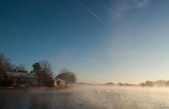 Chilly, misty morning on Lake DeSoto, Arkansas