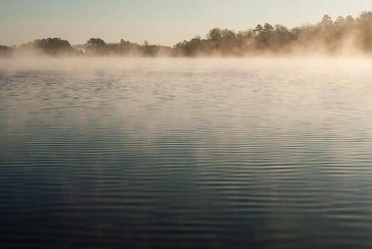 Chilly, misty morning on Lake DeSoto, Arkansas
