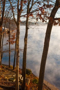 Chilly, misty morning on Lake DeSoto, Arkansas