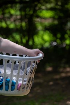 Close up of laundry in a white basket