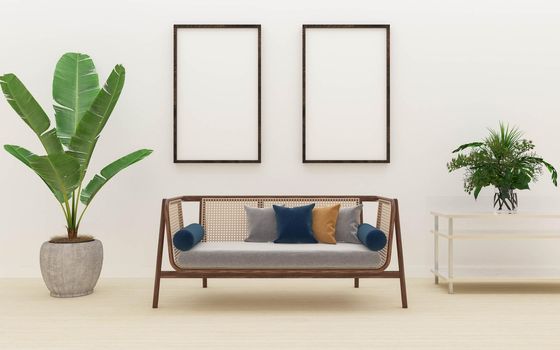 Interior design 3d render living room mockup