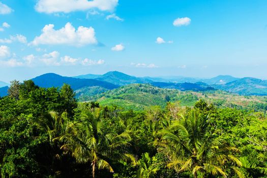 Beautiful high top view of landscape mountain and nature of the rain forest in Thailand