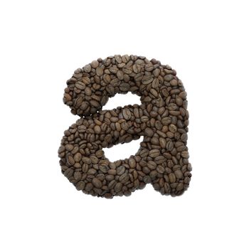 Coffee letter A - Small 3d roasted beans font isolated on white background. This alphabet is perfect for creative illustrations related but not limited to Coffee, energy, insomnia...