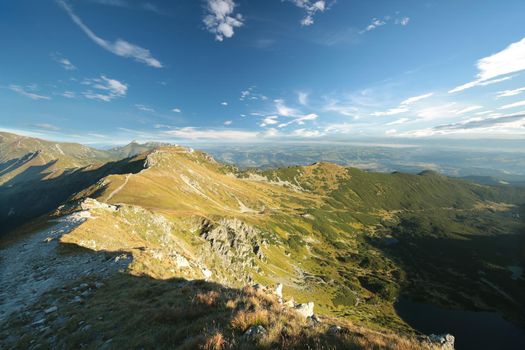 Peaks in the Carpathian Mountains at sunrise.