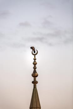 The Crow Sits On The Minaret In Istanbul, Turkey.