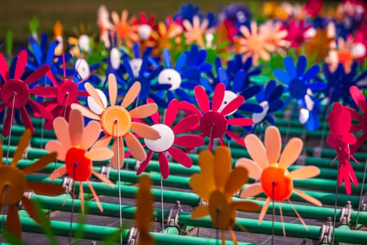 Decorative plastic flowers at the local winery near Sonoma, USA.