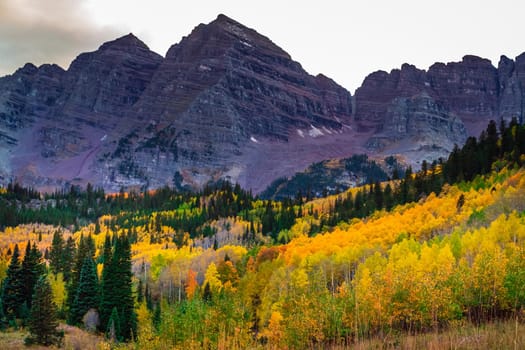 Maroon bells at autumn season in in Aspen Colorado, USA.