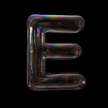 bubble writing alphabet letter E- Upper-case 3d font isolated on a black background.
This 3d font collection is well-suited for various creative projects including but not limited to : Childhood. events. nature...