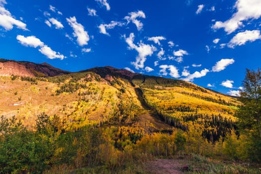 Maroon bells at autumn season in in Aspen Colorado, USA.