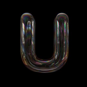 bubble writing alphabet letter U - Upper-case 3d font isolated on a black background.
This 3d font collection is well-suited for various creative projects including but not limited to : Childhood. events. nature...