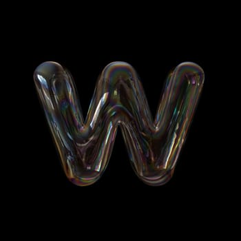 soap bubble alphabet letter W - Lower-case 3d character isolated on a black background.
This 3d font collection is well-suited for various creative projects including but not limited to : Childhood. events. nature...