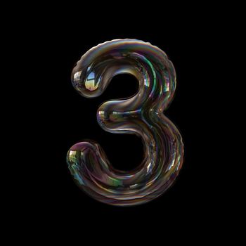 bubble number 3 - 3d digit isolated on a black background.
This 3d font collection is well-suited for various creative projects including but not limited to : Childhood. events. nature...