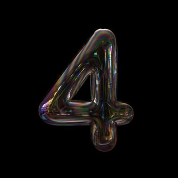 bubble number 4 - 3d digit isolated on a black background.
This 3d font collection is well-suited for various creative projects including but not limited to : Childhood. events. nature...