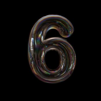 bubble number 6 - 3d digit isolated on a black background.
This 3d font collection is well-suited for various creative projects including but not limited to : Childhood. events. nature...
