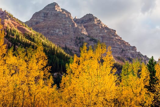 Maroon bells at autumn season in in Aspen Colorado, USA.