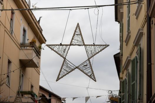 Christmas star shaped illuminations in the city during the Christmas period