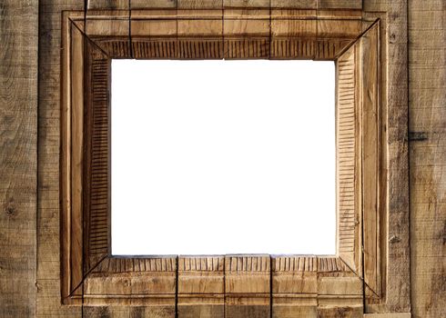 Rustic wood photo frame with copy space, outdoor photo booth, square empty frame