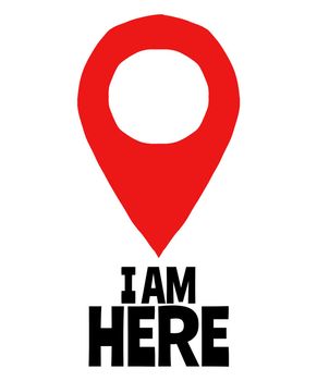 A red marker with the text "I am here".