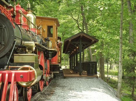 A View of a 1860's Steam Locomotive Sitting Waiting to be Steamed Up