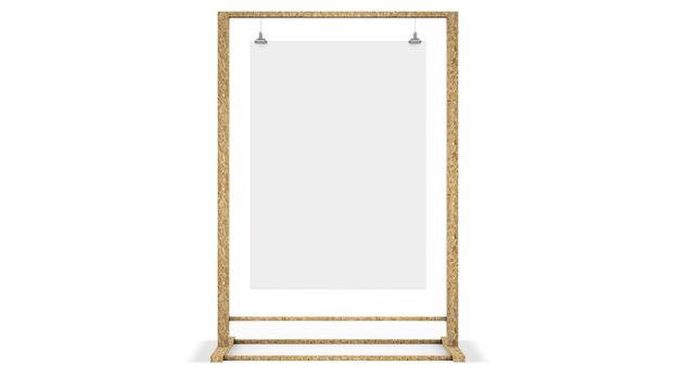 Poster Display With Wood Frame Mockup