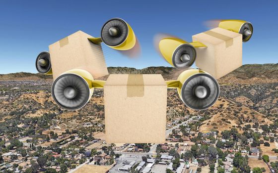 Delivery Cargo Boxes Mockup Front View