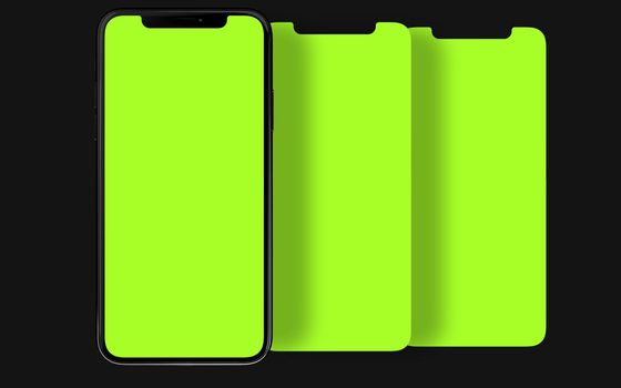 Black Phone With UI Screens Mockup Top View