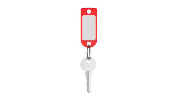 Plastic Keychain Mockup With Key Front View