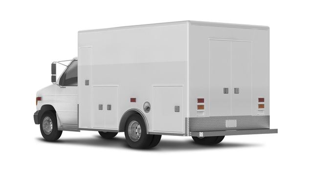 Realistic Truck Mockup Back Perspective View