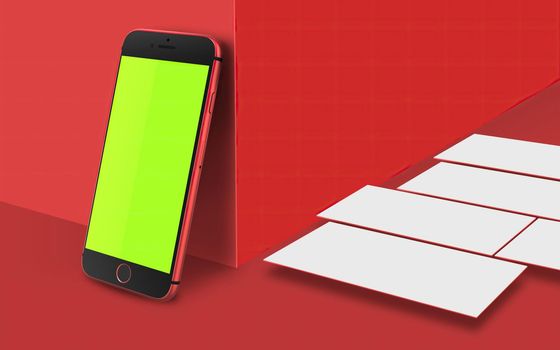Red Phone Mockup Stage