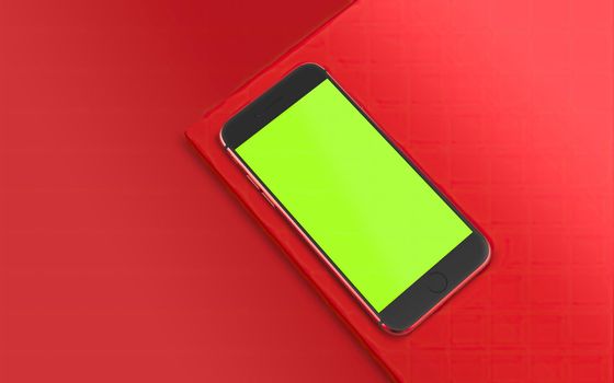 Red Phone Top View Mockup